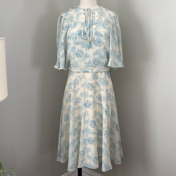 Vintage Ann Michael Flutter Sleeve Dress Sz 8 - Picture 1 of 10